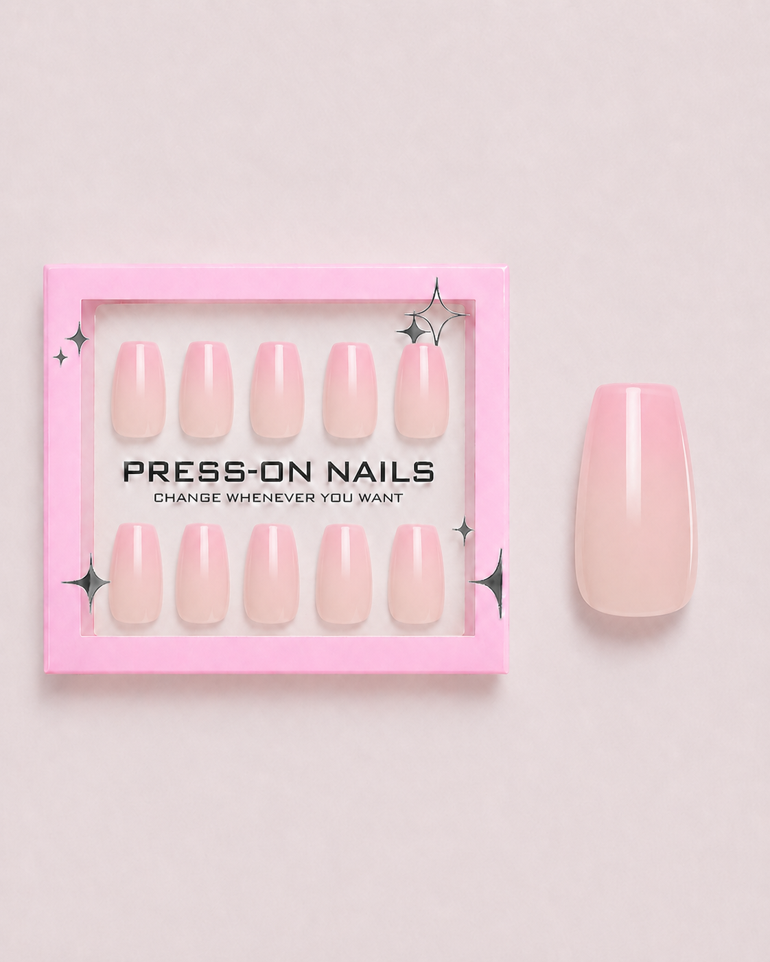 Blush Fade Coffin Soft Gel Press-On Nails