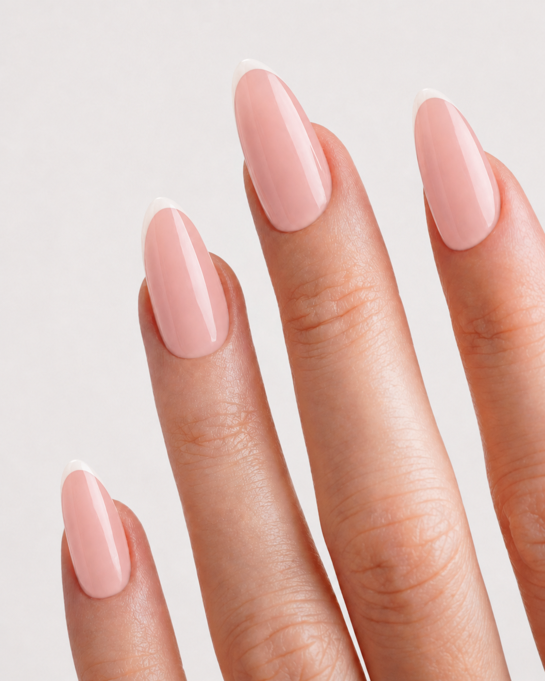 Peach Blush French Medium Almond Soft Gel Press-On Nails