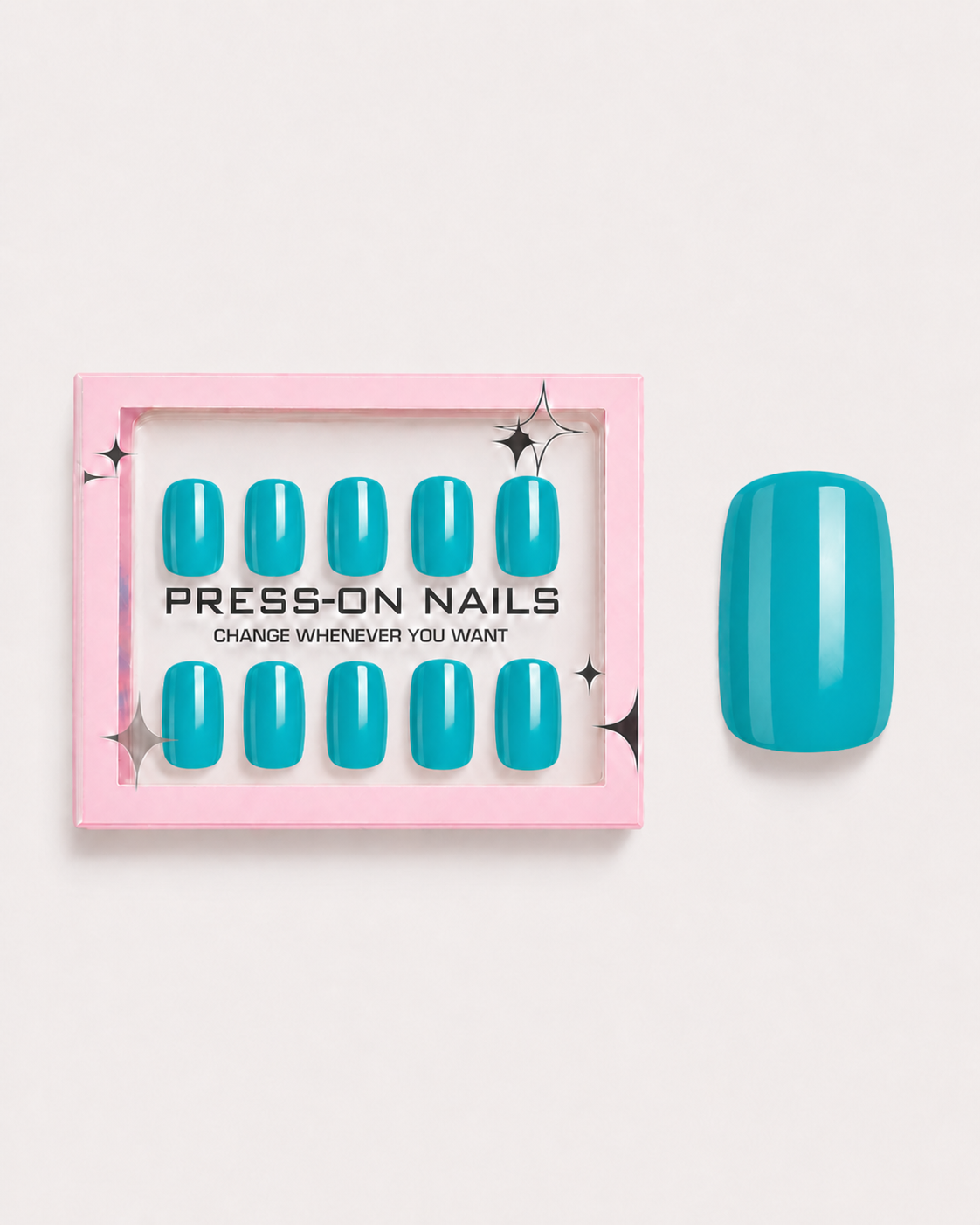 Lagoon Teal Short Square Soft Gel Press-On Nails