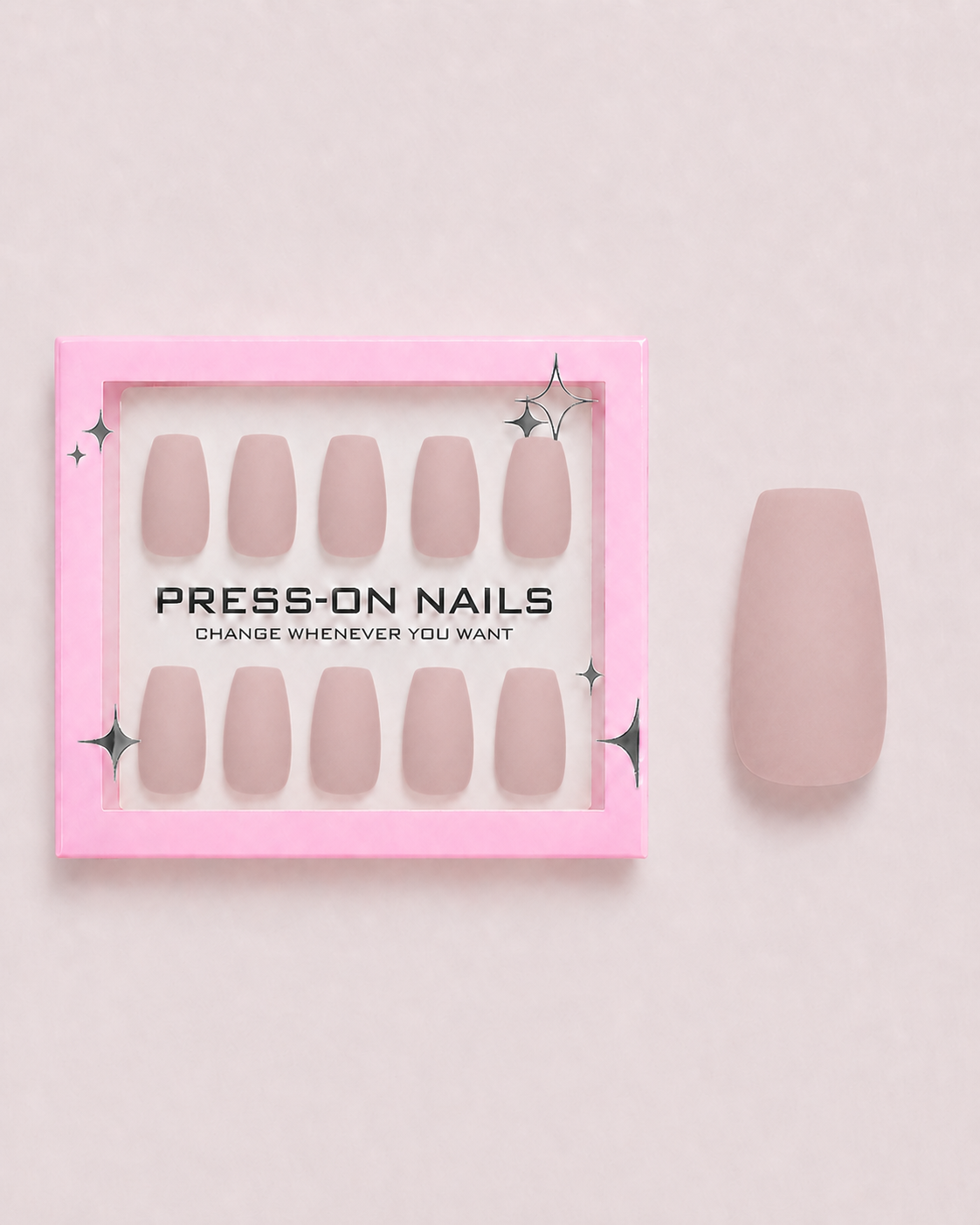 Dusty Rose Coffin Soft Gel Press-On Nails