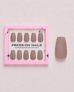 Cashmere Taupe Coffin Soft Gel Press-On Nails