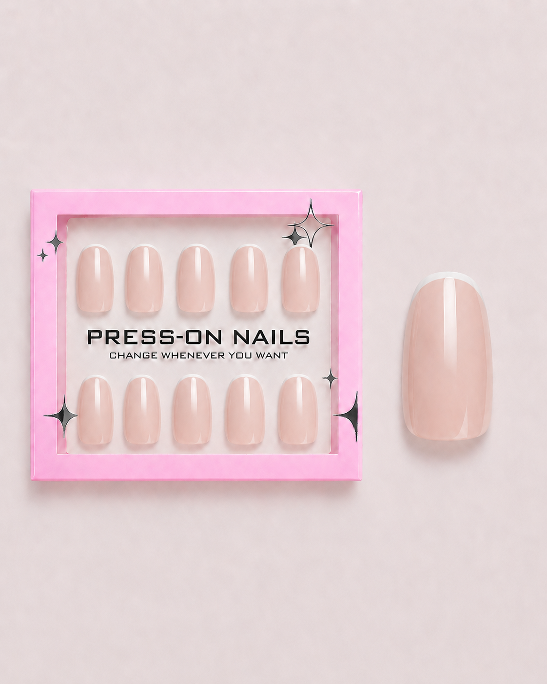 Milky Rose French Short Round Soft Gel Press-On Nails