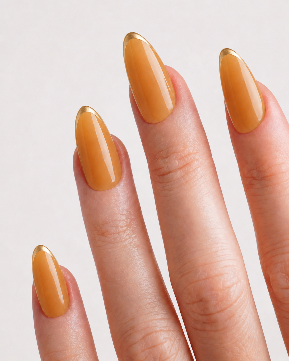 Gilded Amber French Medium Almond Soft Gel Press-On Nails