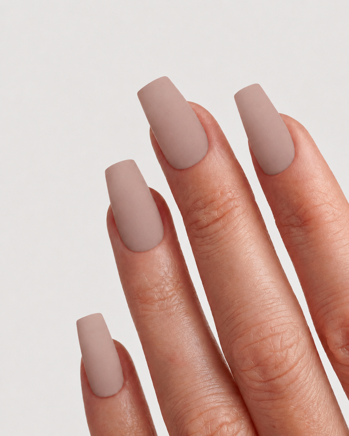Cashmere Taupe Coffin Soft Gel Press-On Nails
