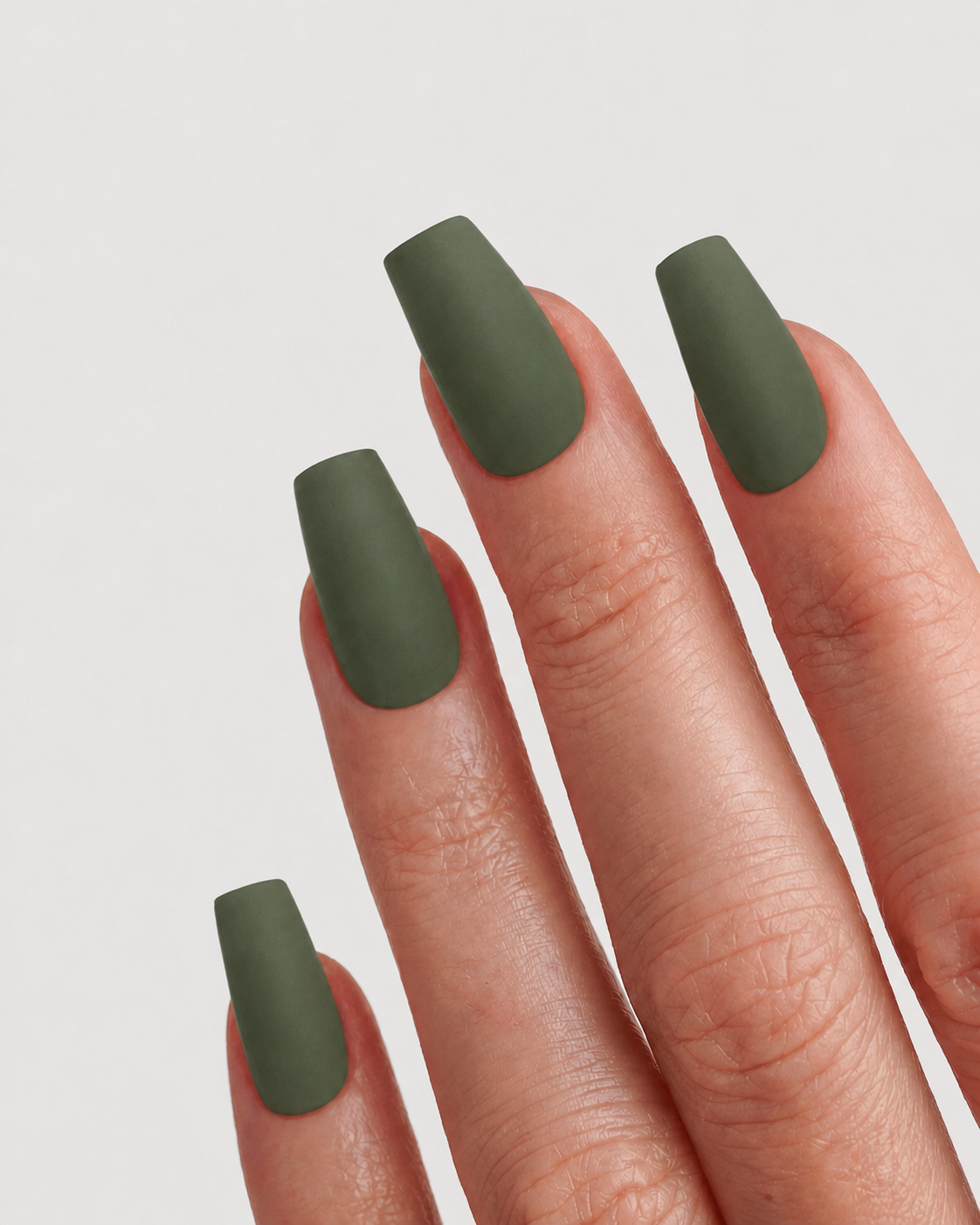 Olive Velvet Coffin Soft Gel Press-On Nails