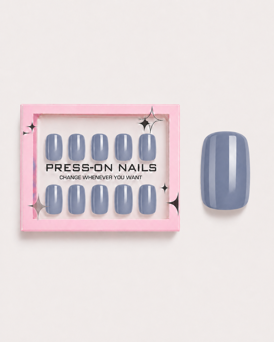 Slate Blue Short Square Soft Gel Press-On Nails