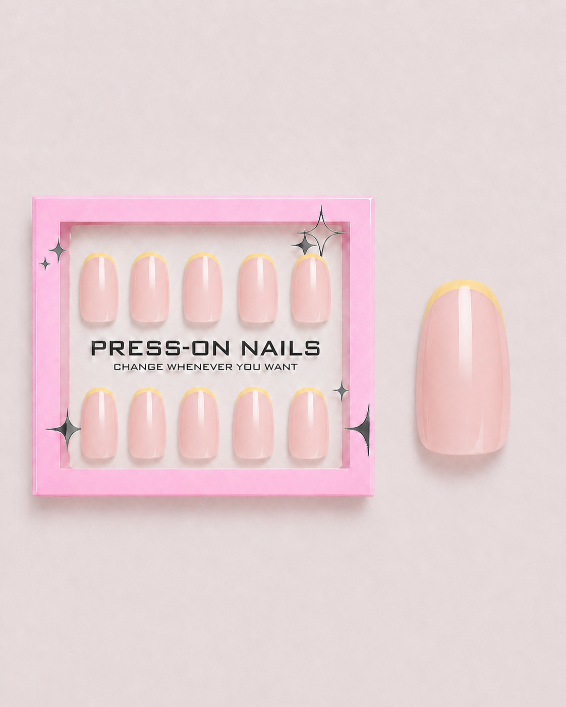 Soft Lemon French Short Round Soft Gel Press-On Nails