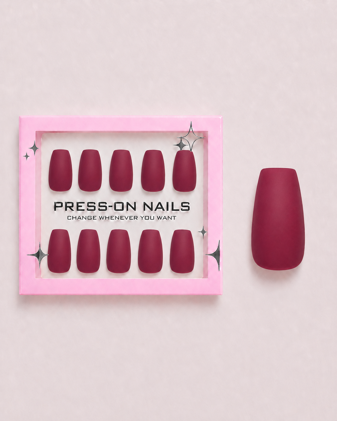 Mulberry Velvet Coffin Soft Gel Press-On Nails