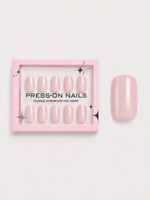 Blush Shimmer Short Square Soft Gel Press-On Nails