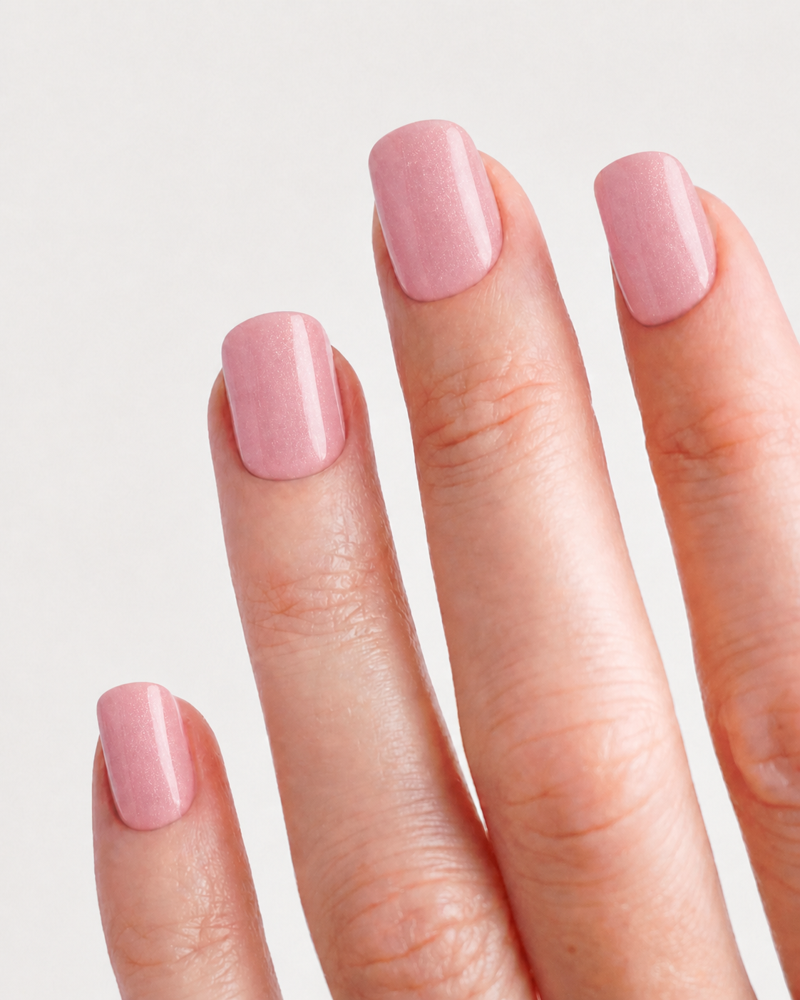 Rose Quartz Shimmer Short Square Soft Gel Press-On Nails
