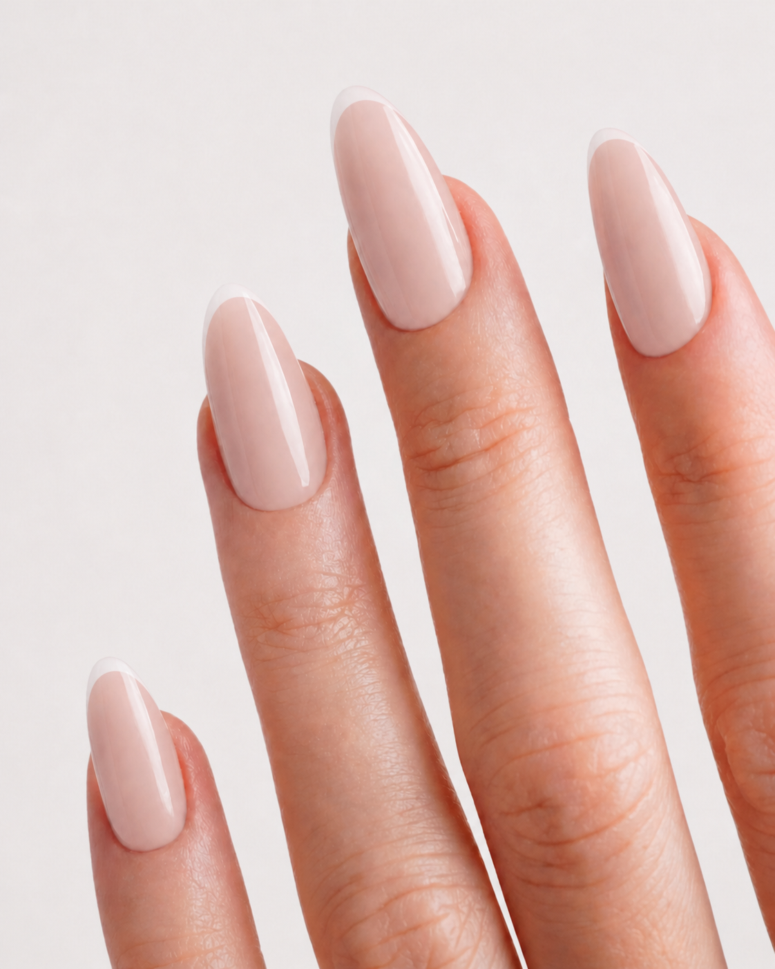 Rose Beige French Medium Almond Soft Gel Press-On Nails