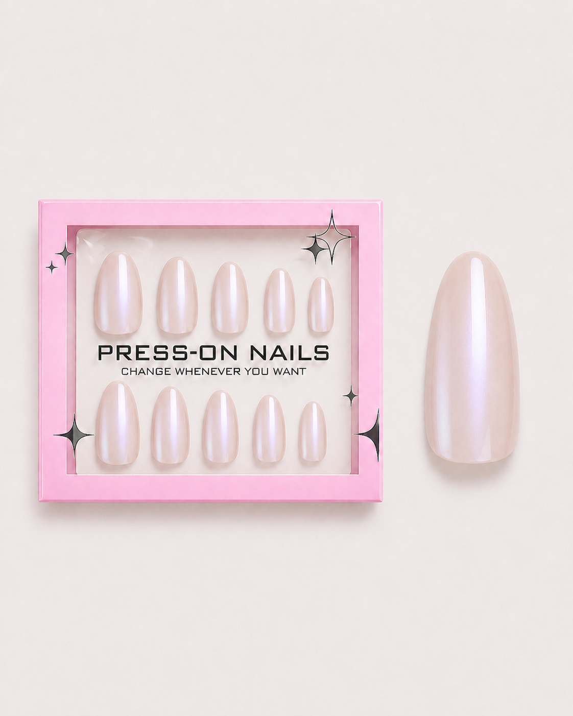 Opal Glow Medium Almond Soft Gel Press-On Nails
