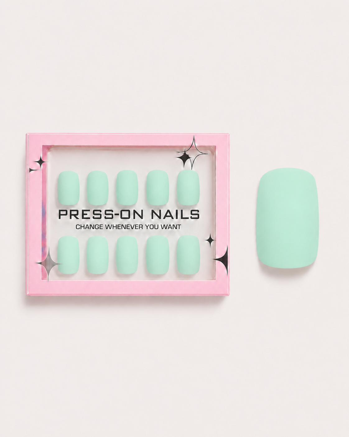 Mint Soft Short Square Soft Gel Press-On Nails