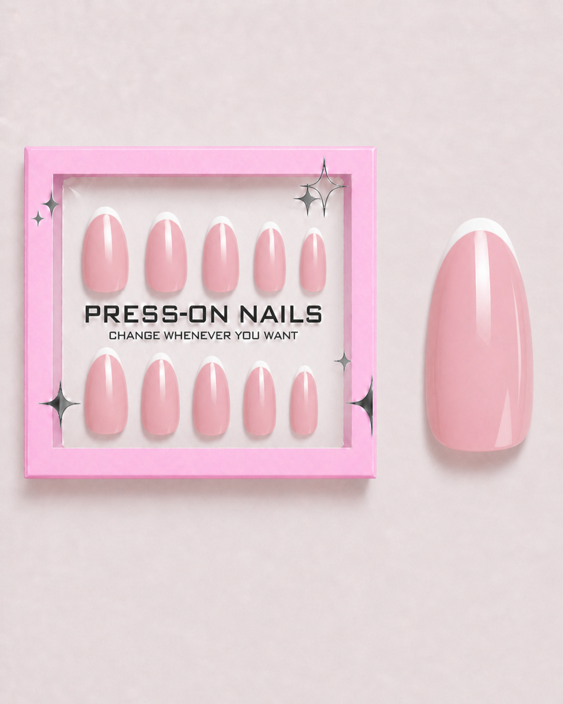 Blush French Short Almond Soft Gel Press-On Nails