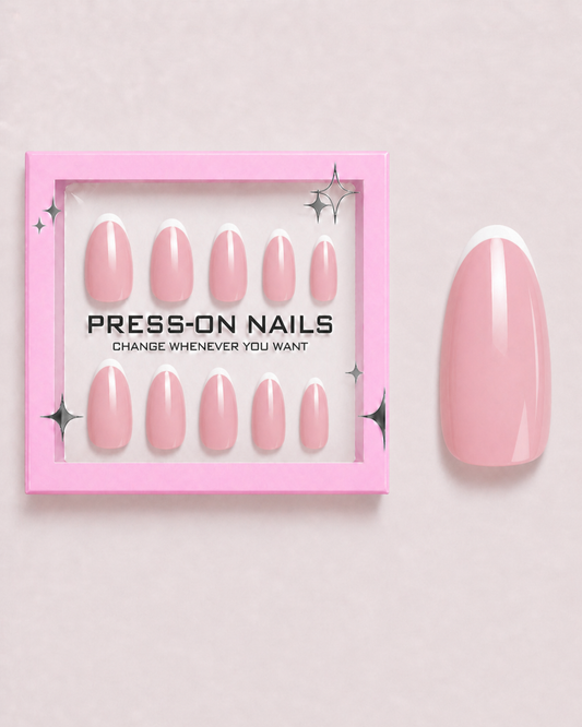 Blush French Short Almond Soft Gel Press-On Nails