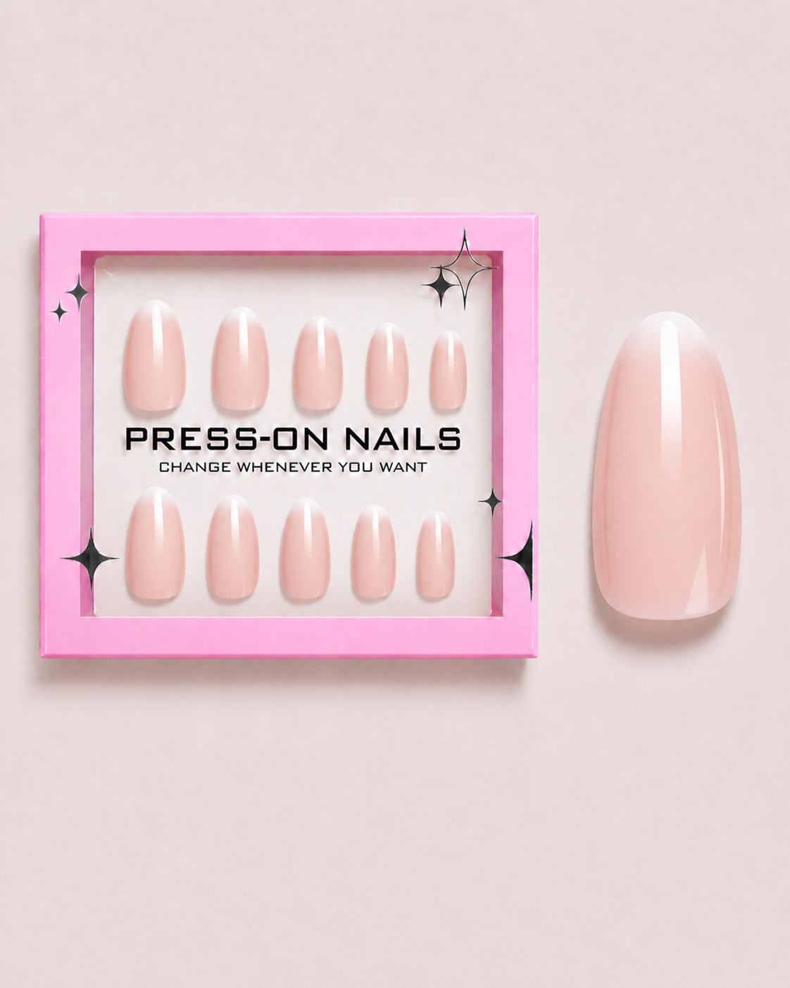 Rose Veil Medium Almond Soft Gel Press-On Nails