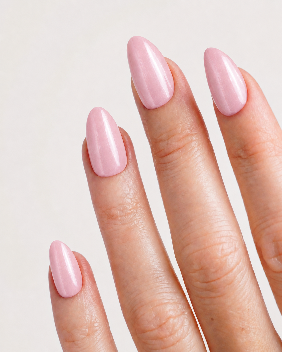 Rose Pearl Short Almond Soft Gel Press-On Nails
