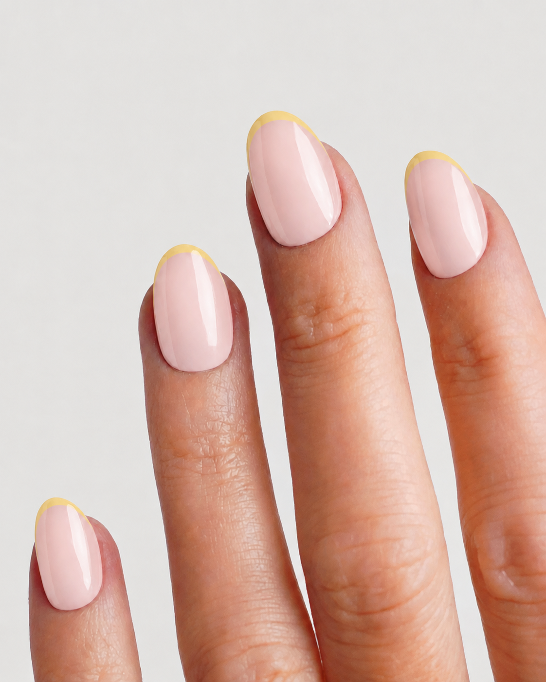 Soft Lemon French Short Round Soft Gel Press-On Nails