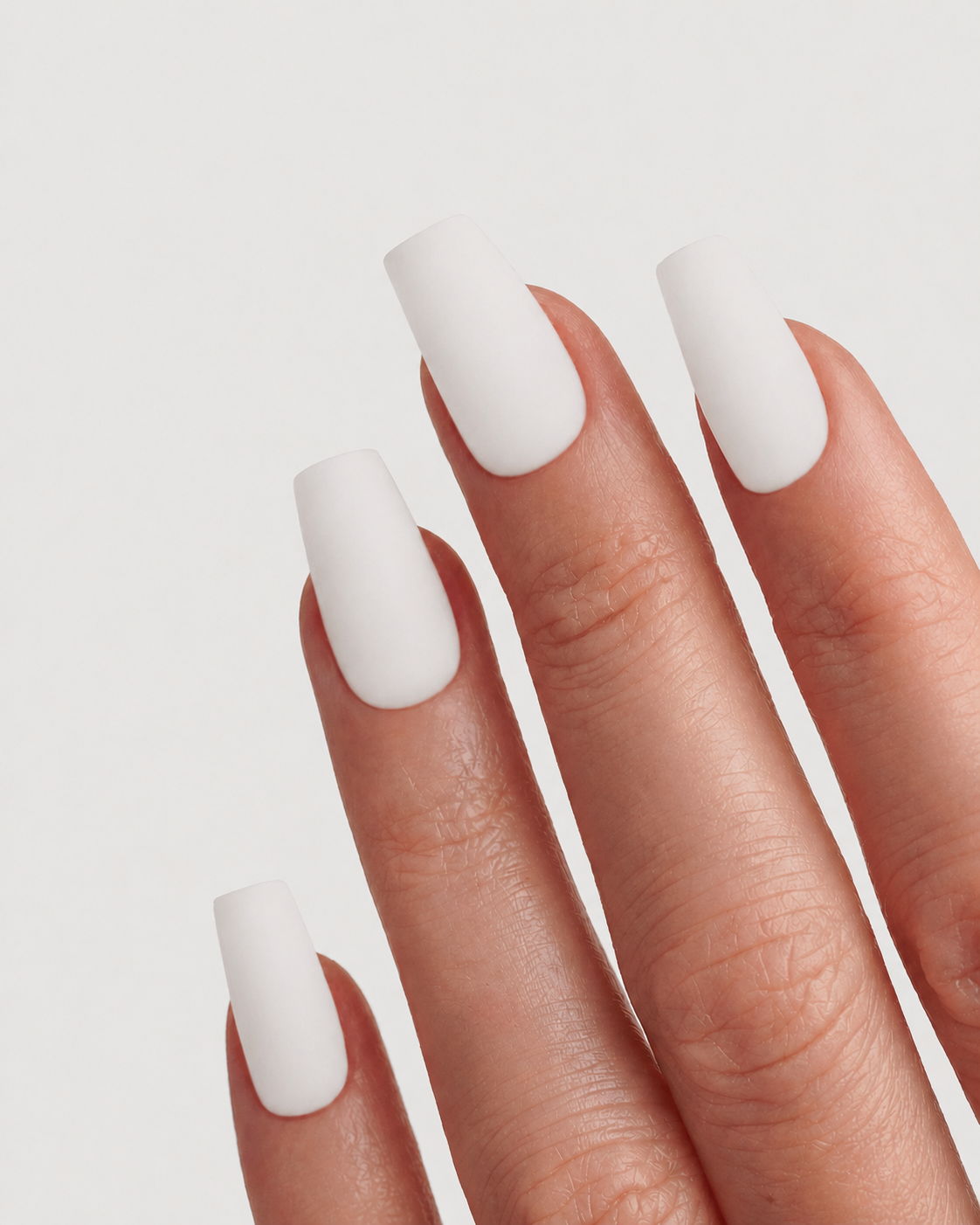 Cloud White Coffin Soft Gel Press-On Nails