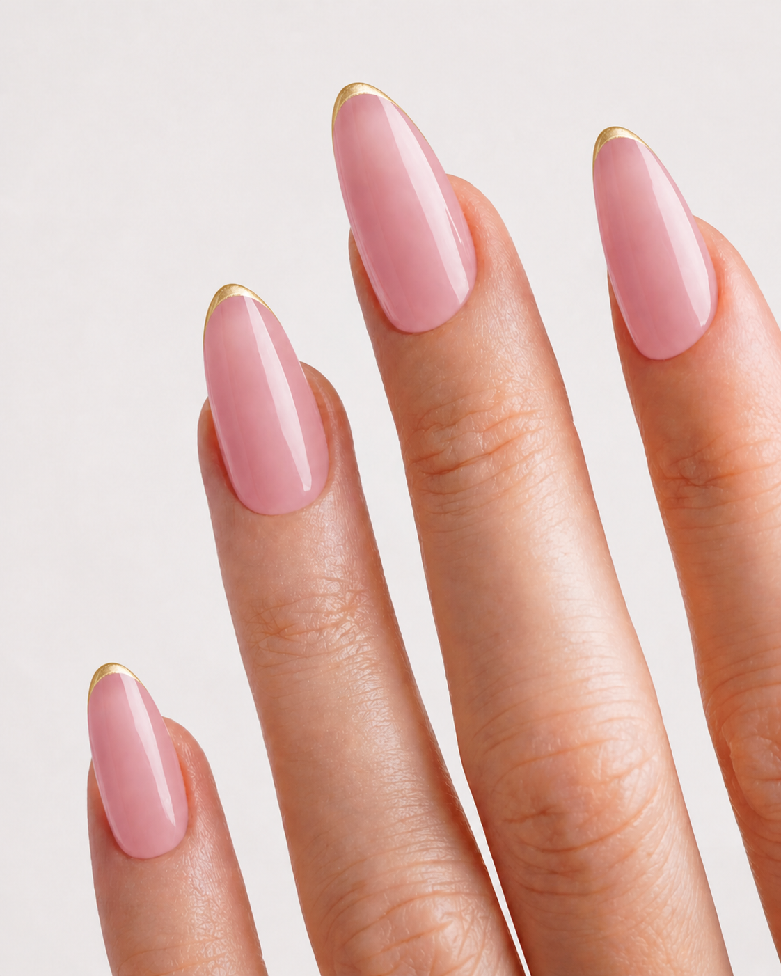 Gilded Blush French Medium Almond Soft Gel Press-On Nails