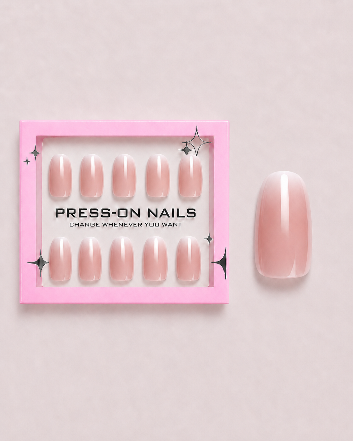 Rose Milk French Short Round Soft Gel Press-On Nails