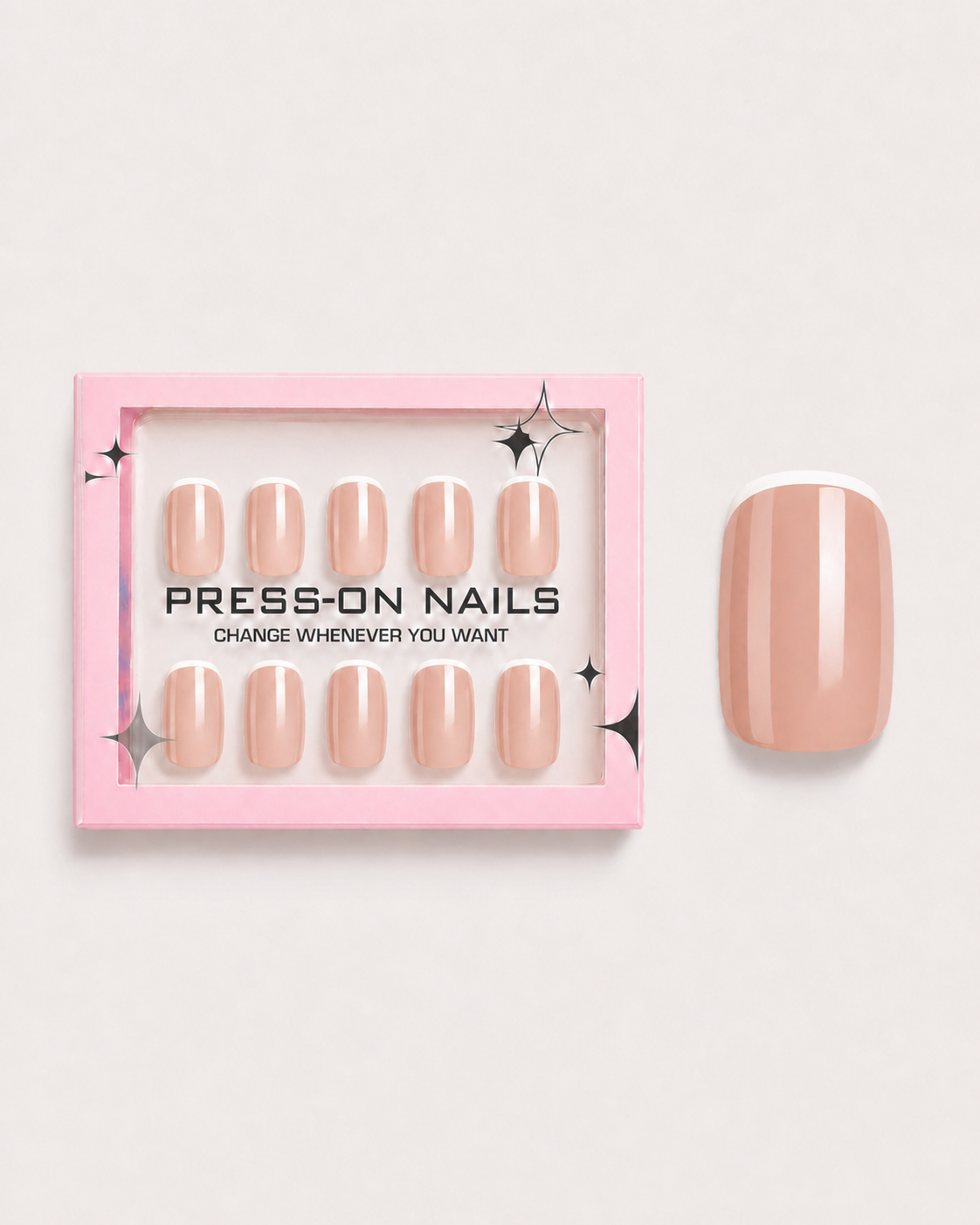 Rose Beige French Short Square Soft Gel Press-On Nails