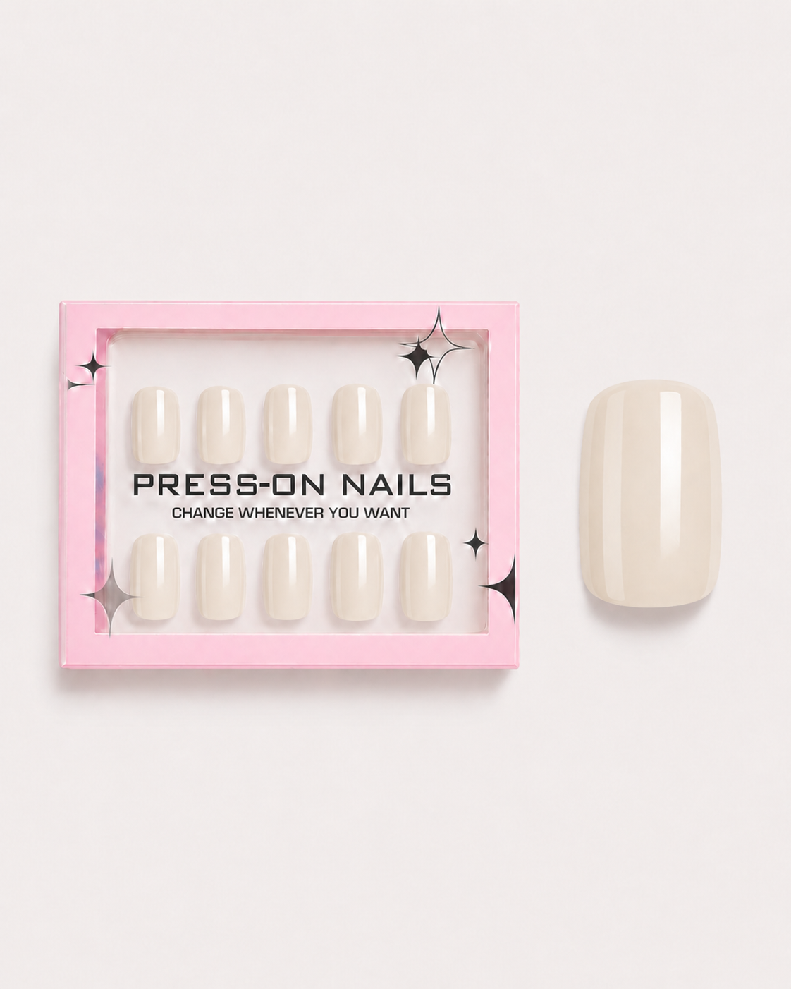 Milky Ivory Short Square Soft Gel Press-On Nails