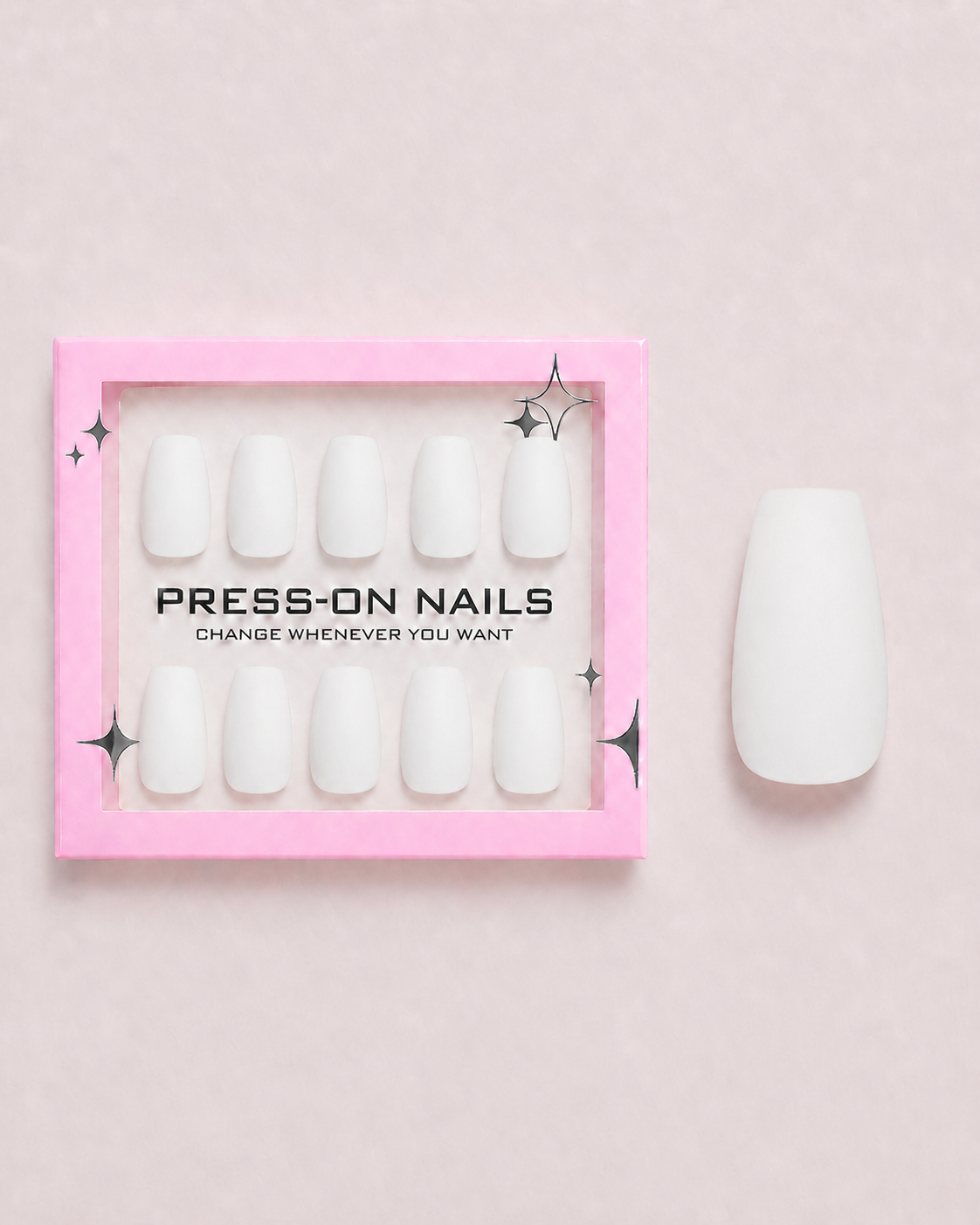 Cloud White Coffin Soft Gel Press-On Nails