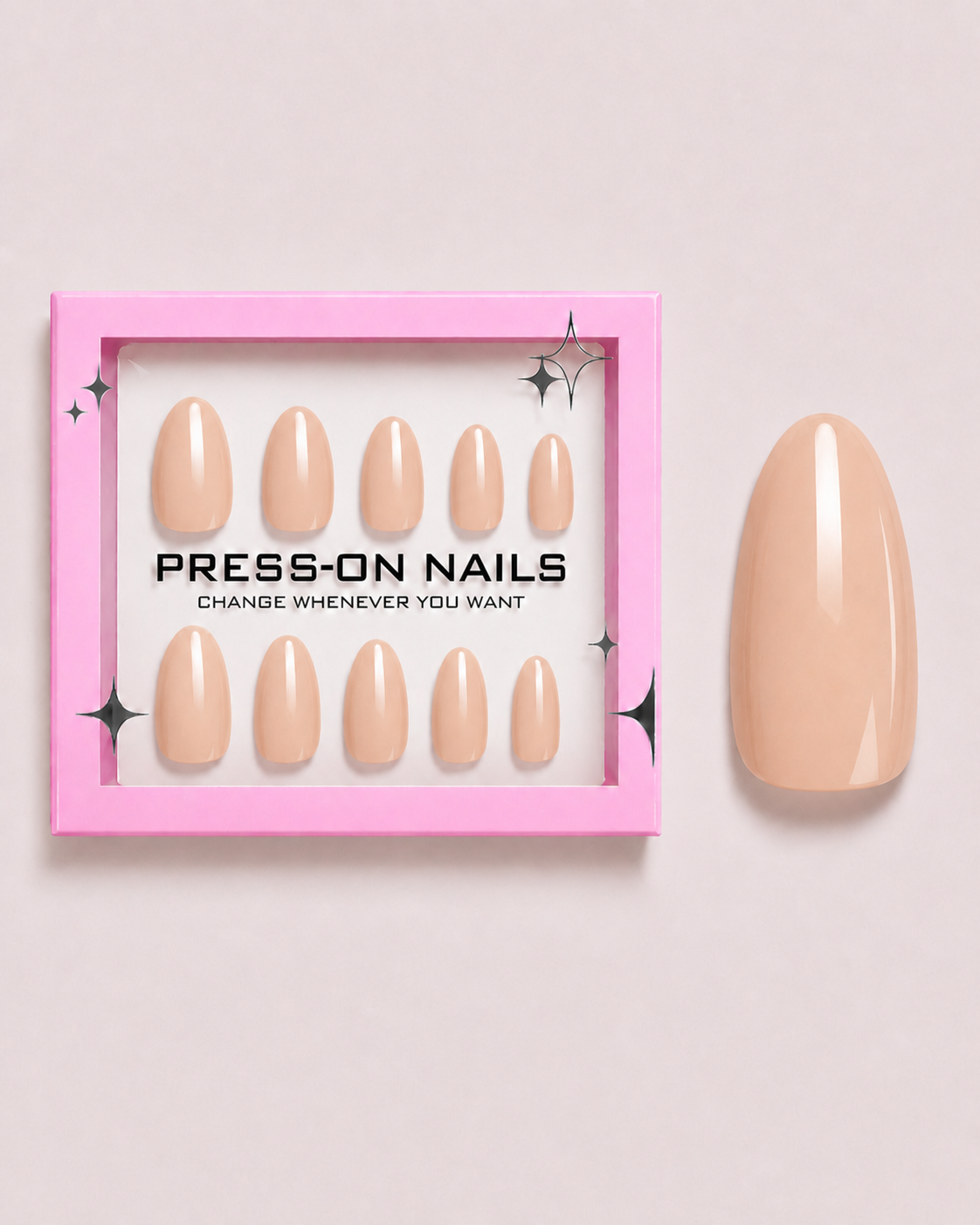 Apricot Veil Short Almond Soft Gel Press-On Nails